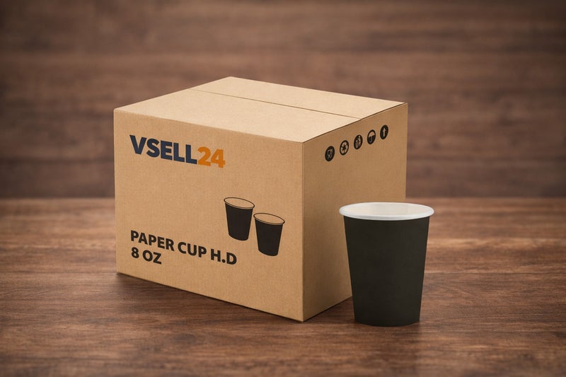 vsell24 pack of 100-SWS Paper Cup HD Black Special GSM – 8 Oz (240 ml) | Disposable Hot & Cold Cups - Image 2